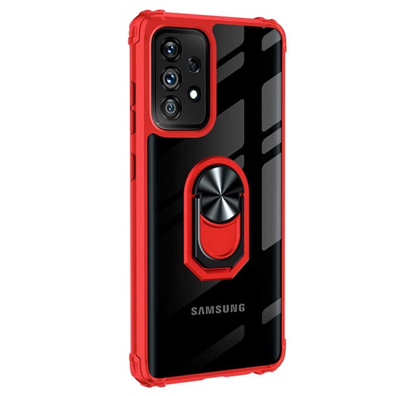 Microsonic Samsung Galaxy A32 4G Kılıf Grande Clear Ring Holder Kırmızı 2