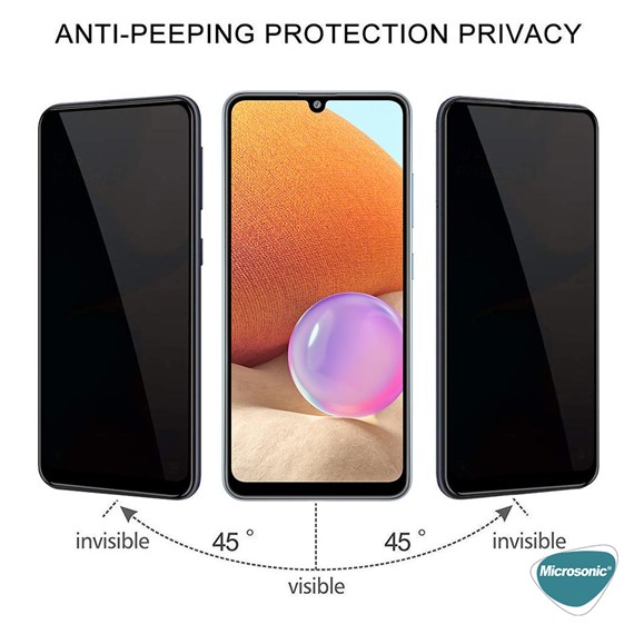 Microsonic Samsung Galaxy A32 4G Privacy 5D Gizlilik Filtreli Cam Ekran Koruyucu Siyah 2