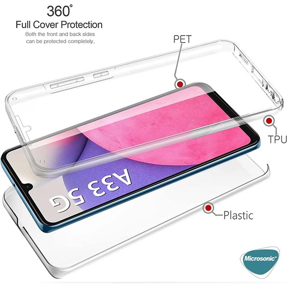 Microsonic Samsung Galaxy A33 5G Kılıf 6 Tarafı Tam Full Koruma 360 Clear Soft Şeffaf 3