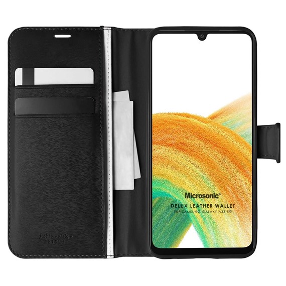 Microsonic Samsung Galaxy A33 5G Kılıf Delux Leather Wallet Siyah 1