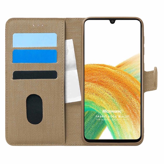 Microsonic Samsung Galaxy A33 5G Kılıf Fabric Book Wallet Gold 1