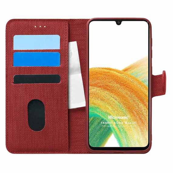 Microsonic Samsung Galaxy A33 5G Kılıf Fabric Book Wallet Kırmızı 1