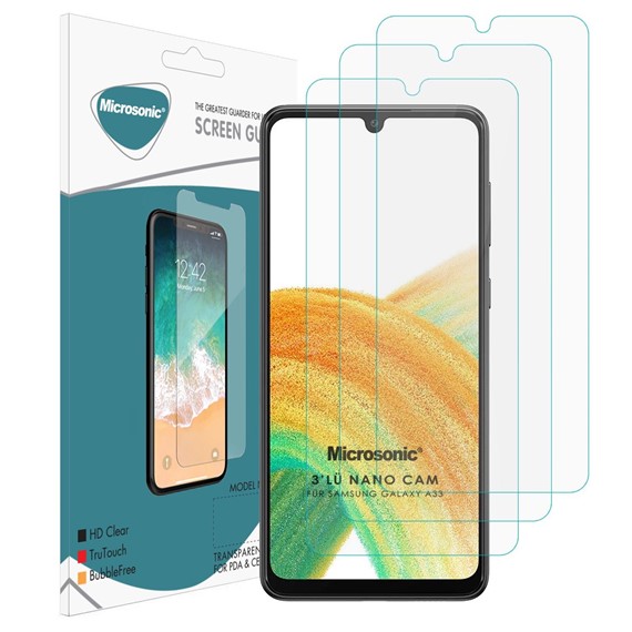 Microsonic Samsung Galaxy A33 5G Screen Protector Nano Glass Cam Ekran Koruyucu 3 lü Paket 1