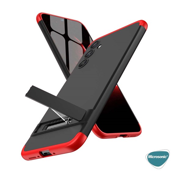 Microsonic Samsung Galaxy A54 Kılıf Double Dip 360 Protective Siyah Kırmızı 2