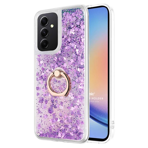 Microsonic Samsung Galaxy A34 Kılıf Glitter Liquid Holder Mor 1