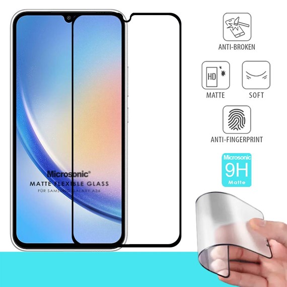 Microsonic Samsung Galaxy A34 Seramik Matte Flexible Ekran Koruyucu Siyah 1