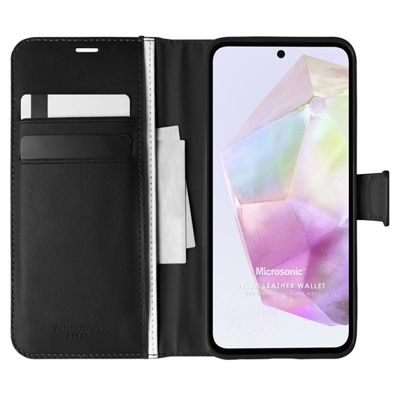 Microsonic Samsung Galaxy A35 Kılıf Delux Leather Wallet Siyah 1