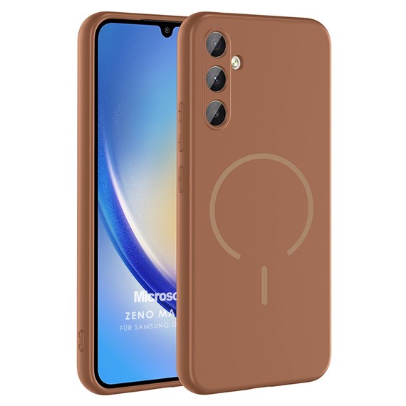 Microsonic Samsung Galaxy A34 Kılıf Zeno MagSafe Kahverengi 1