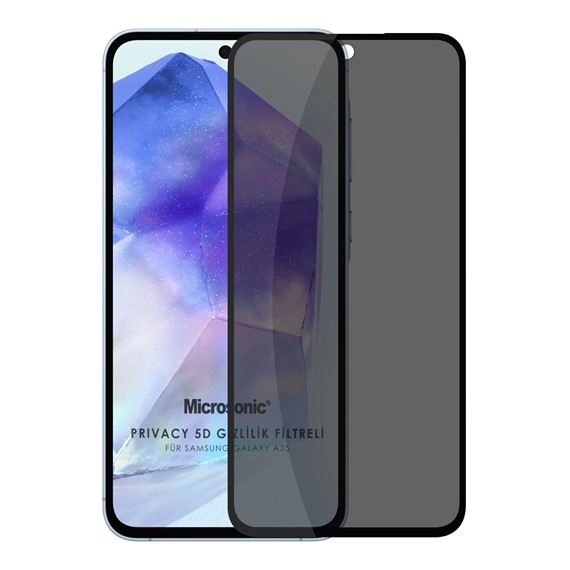 Microsonic Samsung Galaxy A35 Privacy 5D Gizlilik Filtreli Cam Ekran Koruyucu Siyah 1