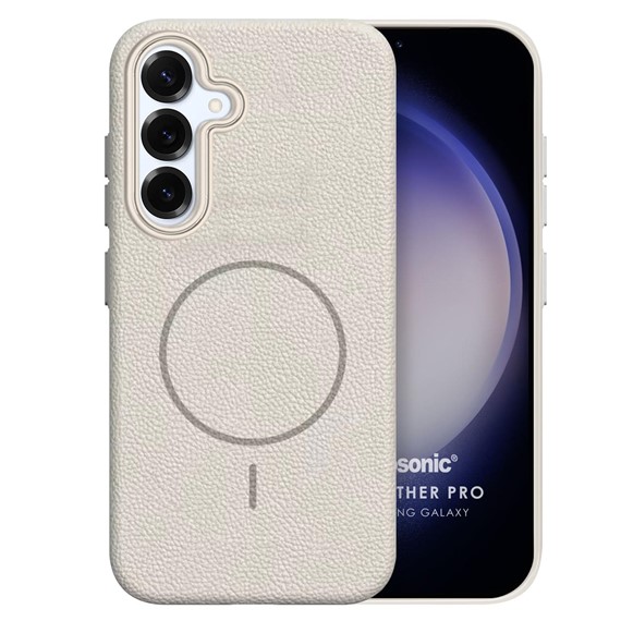 Microsonic Samsung Galaxy A56 Kılıf MagLeather Pro Bej 1