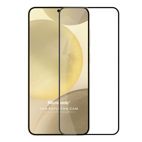 Microsonic Samsung Galaxy A36 Tam Kaplayan Temperli Cam Ekran Koruyucu Siyah 1