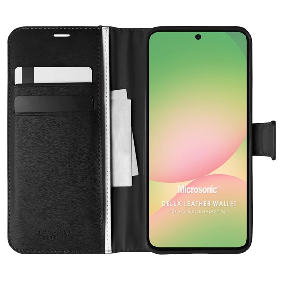 Microsonic Samsung Galaxy A37 Kılıf Delux Leather Wallet Siyah 1