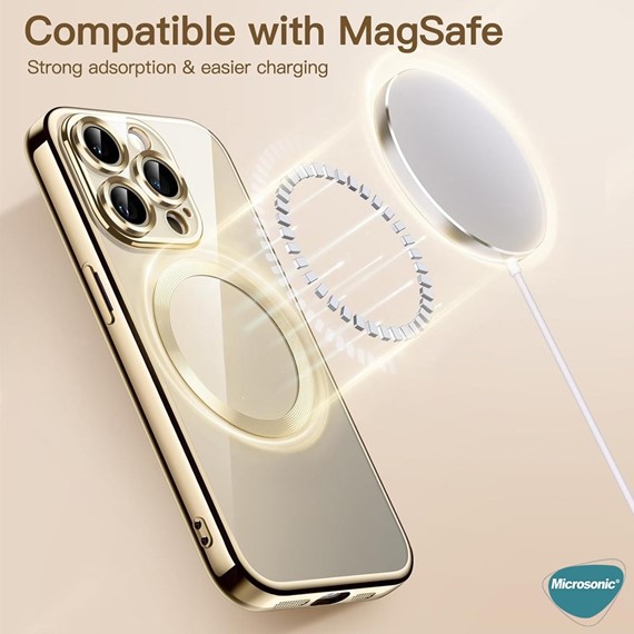 Microsonic Samsung Galaxy A57 Kılıf MagSafe Luxury Electroplate Gold 2