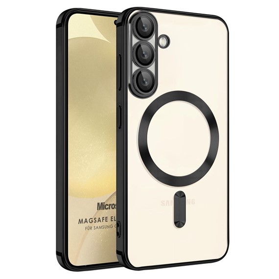 Microsonic Samsung Galaxy A57 Kılıf MagSafe Luxury Electroplate Siyah 1