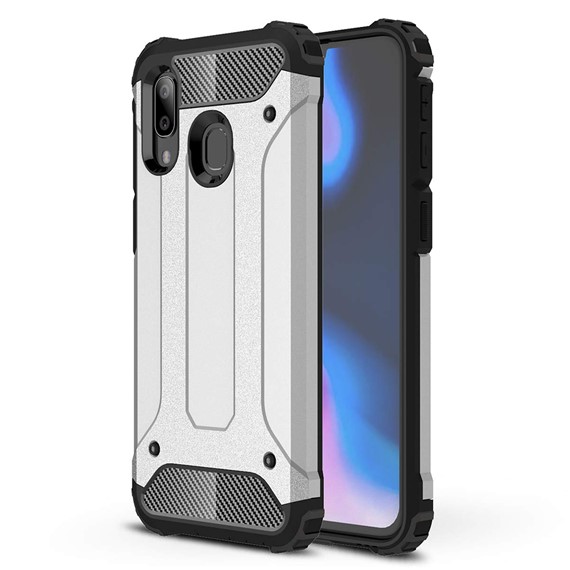 Microsonic Samsung Galaxy A40 Kılıf Rugged Armor Gümüş 1