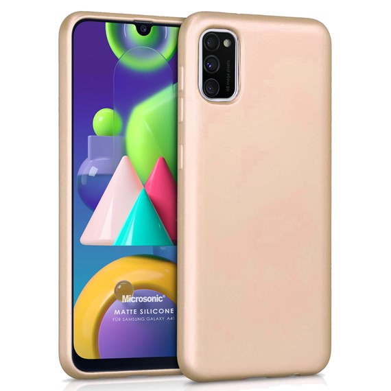 Microsonic Matte Silicone Samsung Galaxy A41 Kılıf Gold 1