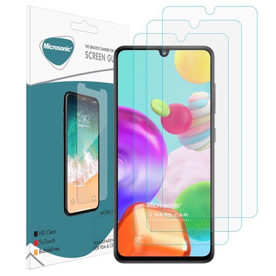 Microsonic Samsung Galaxy A41 Screen Protector Nano Glass 3 Pack 1