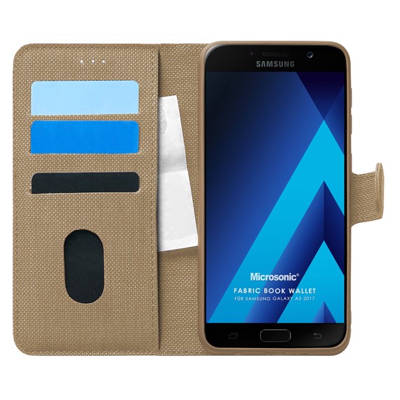 Microsonic Samsung Galaxy A5 2017 Kılıf Fabric Book Wallet Gold 1