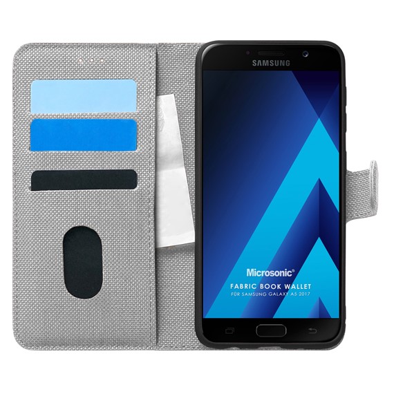 Microsonic Samsung Galaxy A5 2017 Kılıf Fabric Book Wallet Gri 1