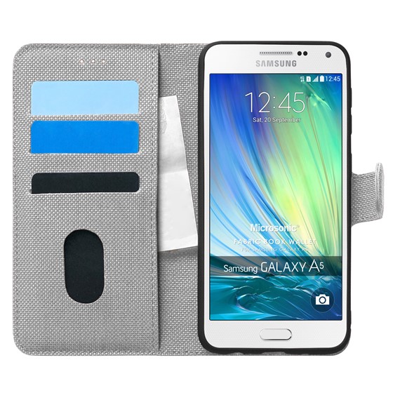 Microsonic Samsung Galaxy A5 Kılıf Fabric Book Wallet Gri 1