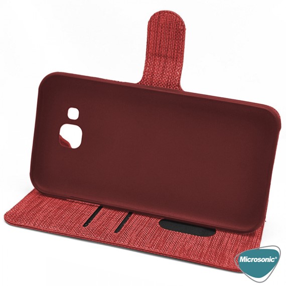 Microsonic Samsung Galaxy A50 Kılıf Fabric Book Wallet Kırmızı 3