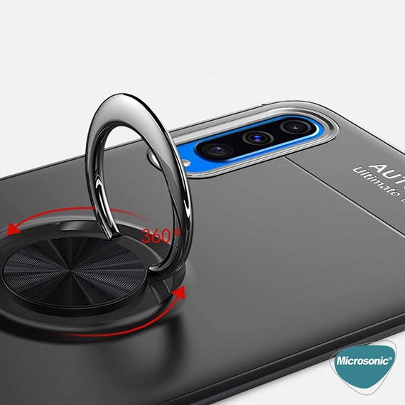 Microsonic Samsung Galaxy A50 Kılıf Kickstand Ring Holder Siyah Rose 4
