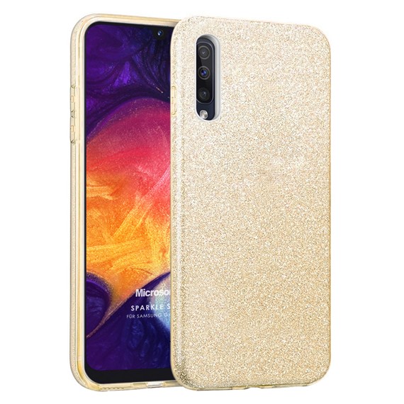 Microsonic Samsung Galaxy A70 Kılıf Sparkle Shiny Gold 1