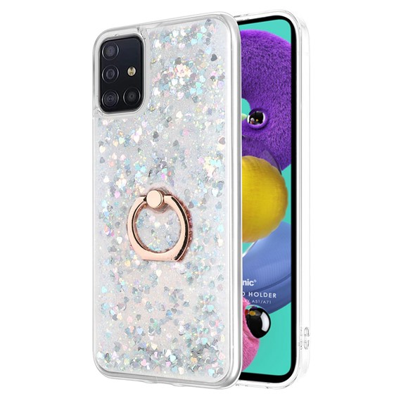 Microsonic Samsung Galaxy A71 Kılıf Glitter Liquid Holder Gümüş 1