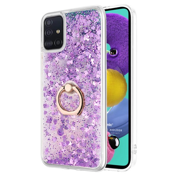 Microsonic Samsung Galaxy A71 Kılıf Glitter Liquid Holder Mor 1