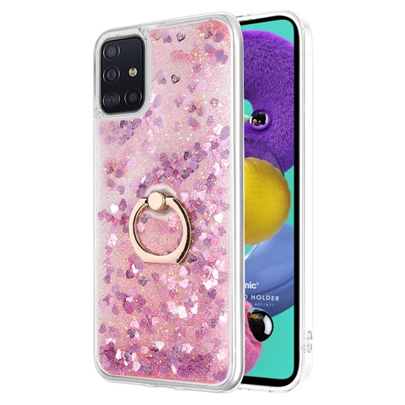 Microsonic Samsung Galaxy A71 Kılıf Glitter Liquid Holder Pembe 1