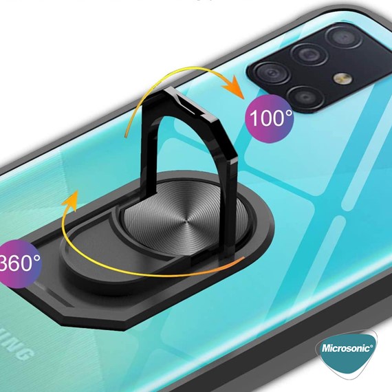 Microsonic Samsung Galaxy A51 Kılıf Grande Clear Ring Holder Kırmızı 4