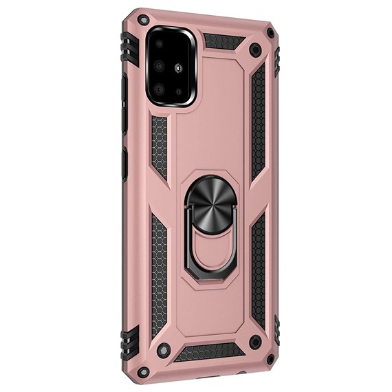 Microsonic Samsung Galaxy A51 Kılıf Military Ring Holder Rose Gold 2