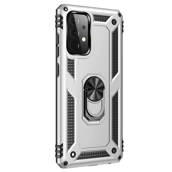 Microsonic Samsung Galaxy A52s Kılıf Military Ring Holder Gümüş 2
