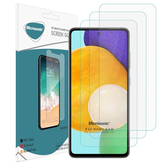 Microsonic Samsung Galaxy A53 5G Ekran Koruyucu Nano Cam 3 lü Paket 1