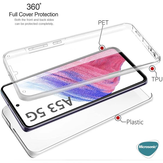 Microsonic Samsung Galaxy A53 5G Kılıf 6 Tarafı Tam Full Koruma 360 Clear Soft Şeffaf 3