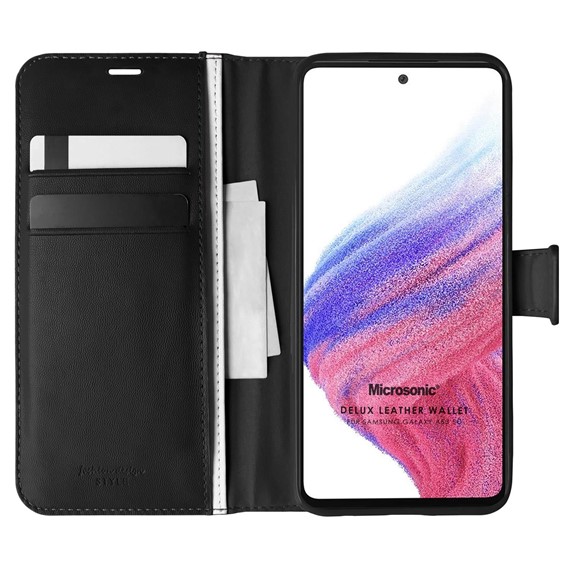 Microsonic Samsung Galaxy A53 5G Kılıf Delux Leather Wallet Siyah 1