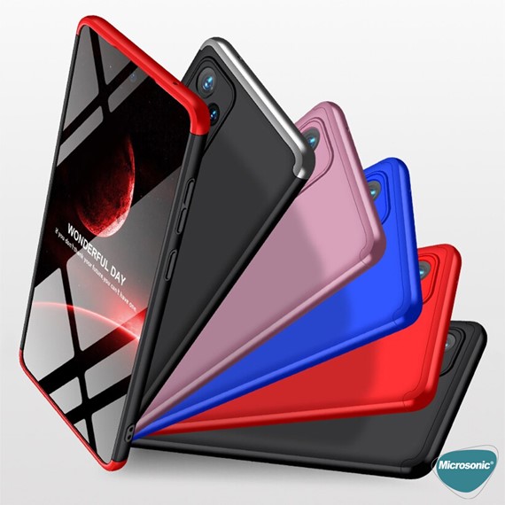 Microsonic Samsung Galaxy A73 5G Kılıf Double Dip 360 Protective Siyah Kırmızı 7