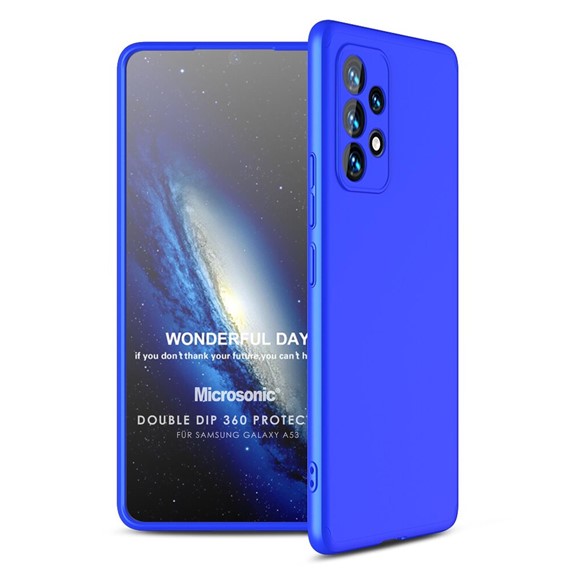 Microsonic Samsung Galaxy A53 5G Kılıf Double Dip 360 Protective Mavi 1