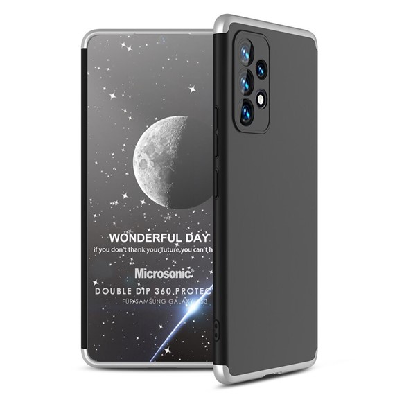 Microsonic Samsung Galaxy A53 5G Kılıf Double Dip 360 Protective Siyah Gri 1