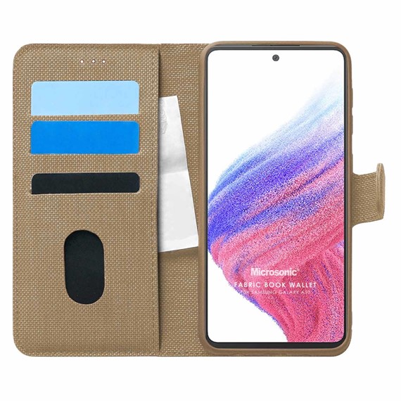 Microsonic Samsung Galaxy A53 5G Kılıf Fabric Book Wallet Gold 1