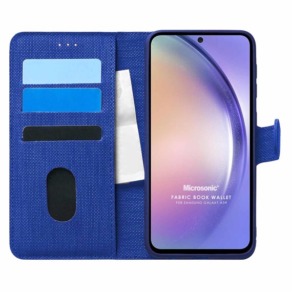 Microsonic Samsung Galaxy A54 Kılıf Fabric Book Wallet Lacivert 1