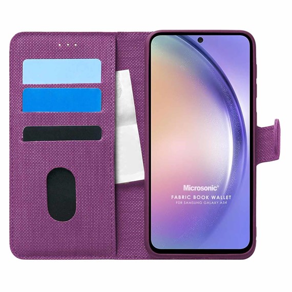 Microsonic Samsung Galaxy A54 Kılıf Fabric Book Wallet Mor 1