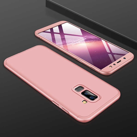 Microsonic Samsung Galaxy A6 Plus 2018 Kılıf Double Dip 360 Protective Rose Gold 3