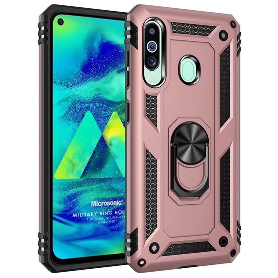 Microsonic Samsung Galaxy A60 Kılıf Military Ring Holder Rose Gold 1