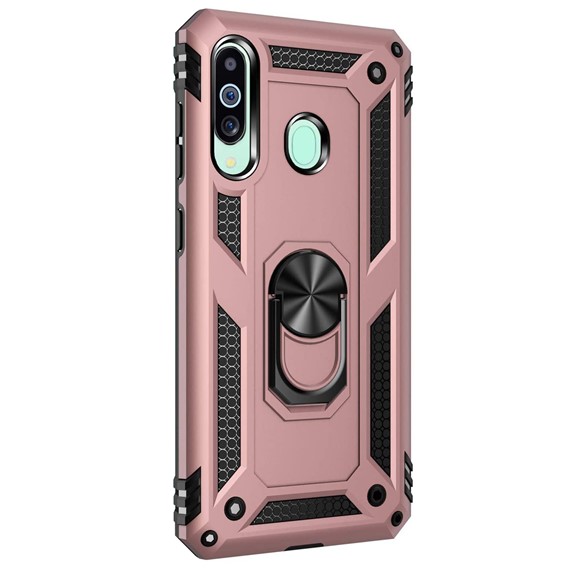 Microsonic Samsung Galaxy A60 Kılıf Military Ring Holder Rose Gold 2