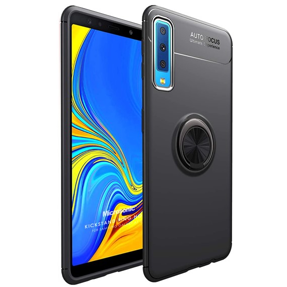 Microsonic Samsung Galaxy A7 2018 Kılıf Kickstand Ring Holder Siyah 1