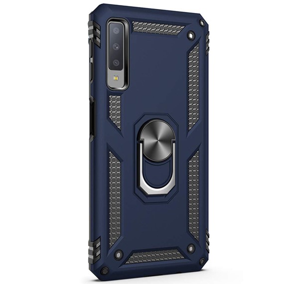 Microsonic Samsung Galaxy A7 2018 Kılıf Military Ring Holder Lacivert 2