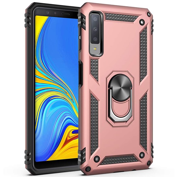 Microsonic Samsung Galaxy A7 2018 Kılıf Military Ring Holder Rose Gold 1