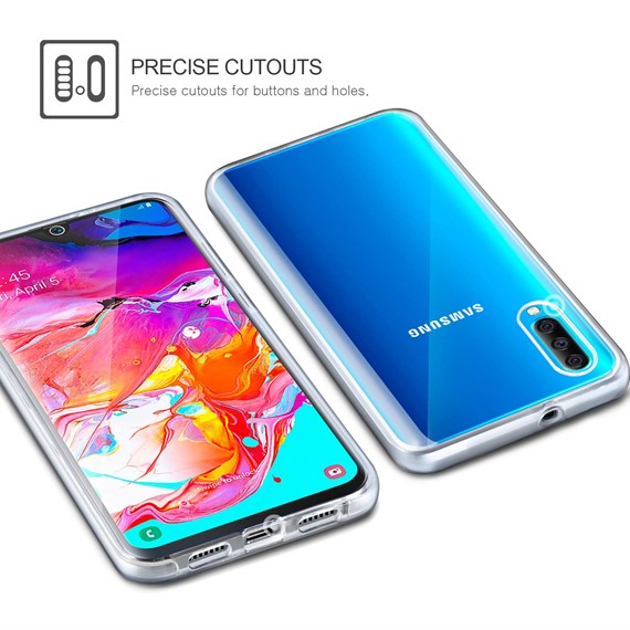 Microsonic Samsung Galaxy A70 Kılıf 6 tarafı tam full koruma 360 Clear Soft Şeffaf 3