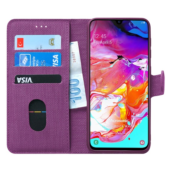 Microsonic Samsung Galaxy A70 Kılıf Fabric Book Wallet Mor 1